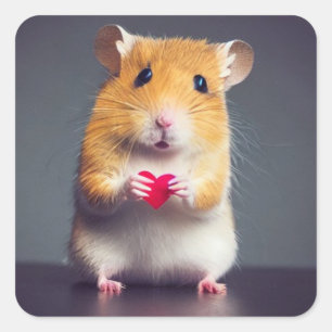 Niedliche Hamster-Liebe Quadratischer Aufkleber