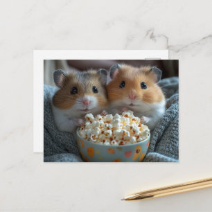 Niedliche Hamster mit Popcorn Postkarte