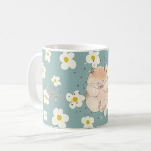 Niedliche Hamster- und Gänseblümchen-Muster-Tasse Kaffeetasse