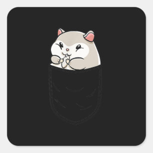 Niedliche Hamstertasche zum Geburtstag Quadratischer Aufkleber