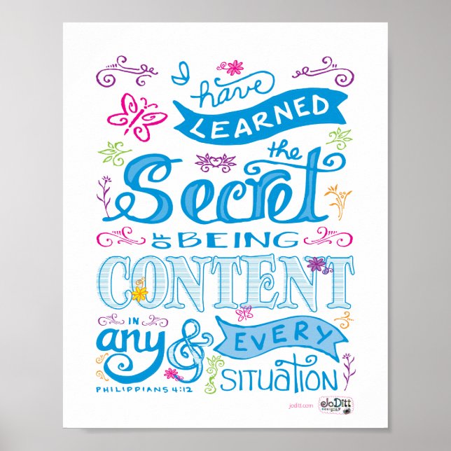 Niedliche Hand Briefe Verse Scripture Pink Blau Poster (Vorne)