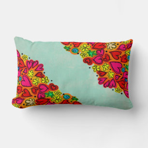 Niedliche Hand Drawn Doodle Hörnchen und Blume Lendenkissen