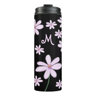 Niedliche Hand gezeichnet Sketchy Pastel Blume Thermosbecher