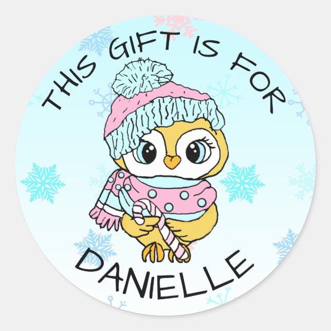 Niedliche Hand gezeichnete Penguin Weihnachtsgesch Runder Aufkleber (Vorderseite)