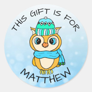 Niedliche Hand gezeichnete Penguin Weihnachtsgesch Runder Aufkleber