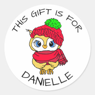 Niedliche Hand gezeichnete Penguin Weihnachtsgesch Runder Aufkleber