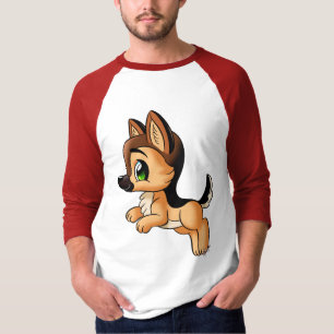 Niedliche Hand gezeichnetes Hundeunisex3/4 T-Shirt