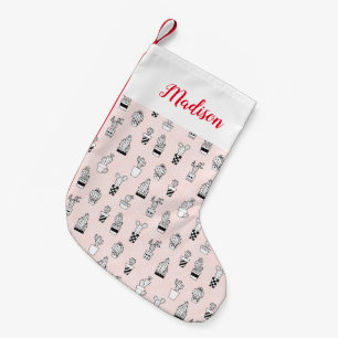 Niedliche Hand gezeichnetes Kaktus-Muster Kleiner Weihnachtsstrumpf