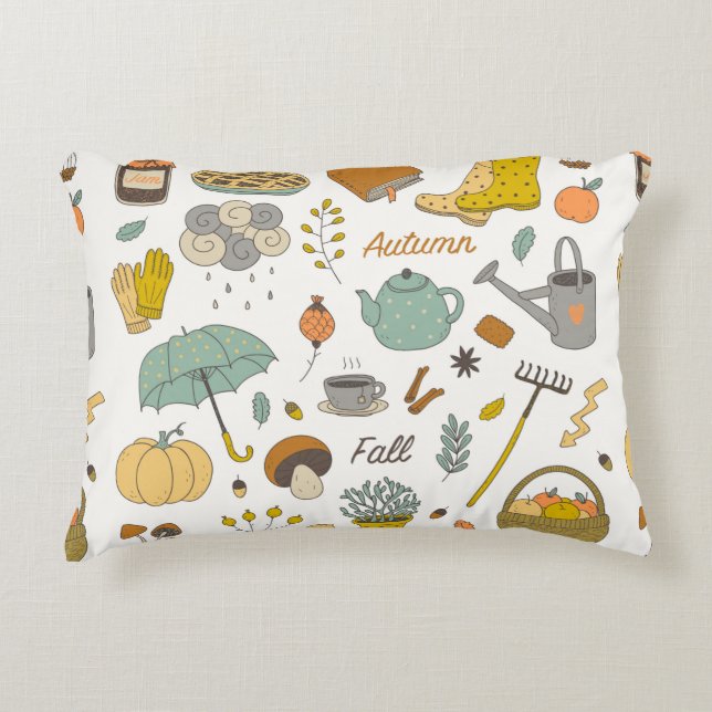 niedliche Hand gezogen Vintage Fall Set  Dekokissen (Vorderseite)