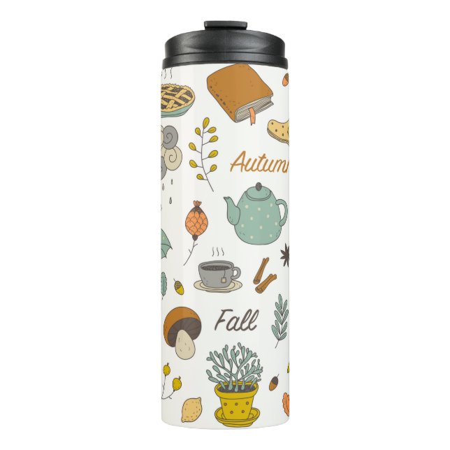 niedliche Hand gezogen Vintage Fall Set  Thermosbecher (Vorderseite)