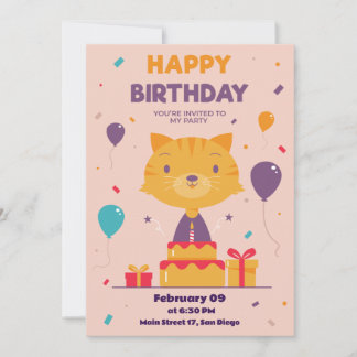 Niedliche Hand Katze Geburtstag Einladungskarte Einladung