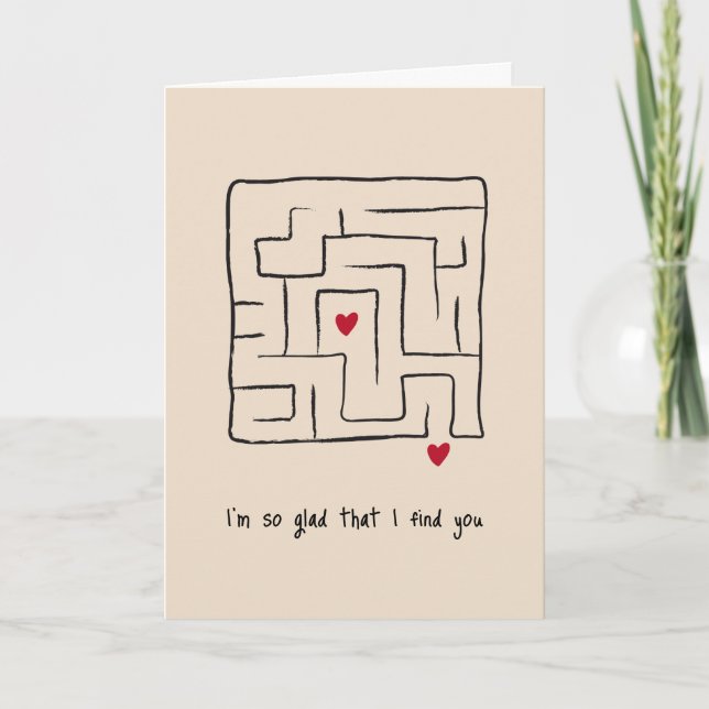 Niedliche Hand Maze Valentine Tageskarte Feiertagskarte (Vorderseite)