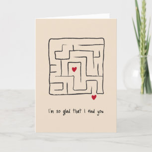 Niedliche Hand Maze Valentine Tageskarte Feiertagskarte