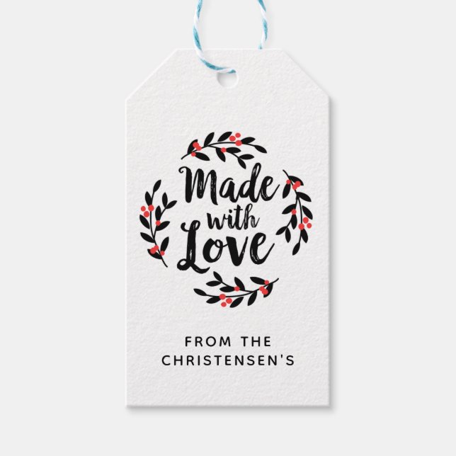 Niedliche Handarbeit mit Liebe Geschenkanhänger (Vorderseite)