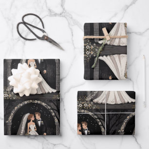 Niedliche Händchen für Hochzeitscoupons Geschenkpapier Set