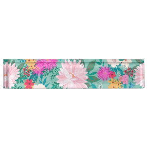 Niedliche Handfarbe Pink & Mint Handfarbe Blumende Namensplakette
