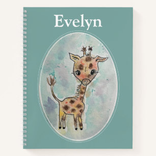 Niedliche handgemalte Giraffe - individuelles Note Notizbuch