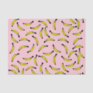 Niedliche handgemalte Watercolor-Bananen und Rosa Seidenpapier