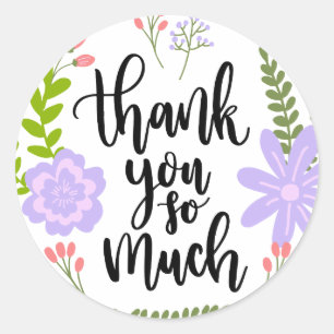 Niedliche handgeschriebene Blumentypografie Vielen Runder Aufkleber