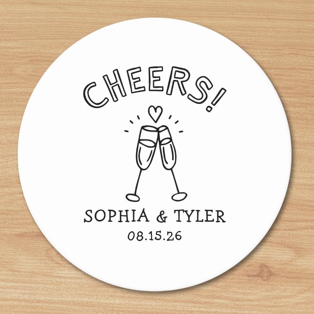 Niedliche handgeschriebene Chefs Einfache Hochzeit Runder Pappuntersetzer (Customize these fun, cute, simple coasters for your wedding, engagement, and rehearsal dinner!)