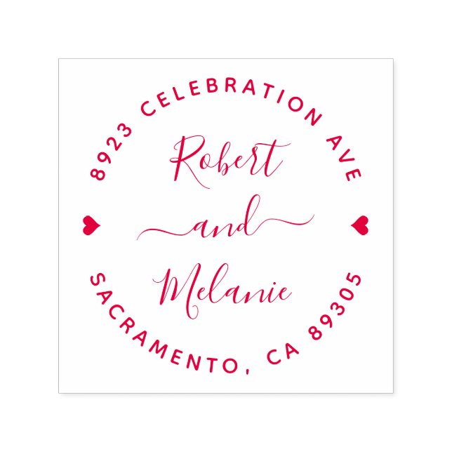 Niedliche handgeschriebene Namen Hochzeitsstiftung Permastempel (Design)