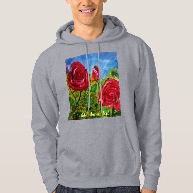 Niedliche handgestrichene Rote Rosen nach Maß Hoodie (Vorderseite)