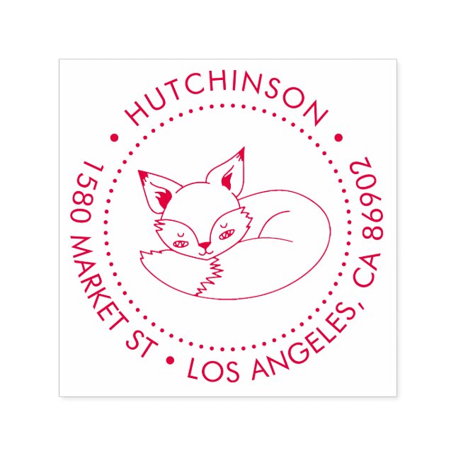 Niedliche handgezeichnet Fox Round Family Rücksend Permastempel (Design)
