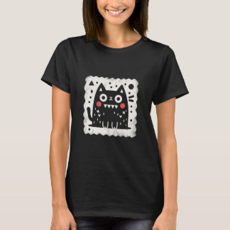 Niedliche handgezeichnet Monsterkatze T-Shirt