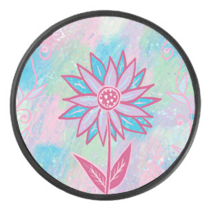 Niedliche handgezeichnet PastelBlume Eishockey Puck