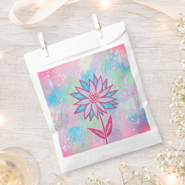 Niedliche handgezeichnet PastelBlume Geschenktütchen (Ausgeschnitten)