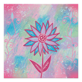Niedliche handgezeichnet PastelBlume Poster
