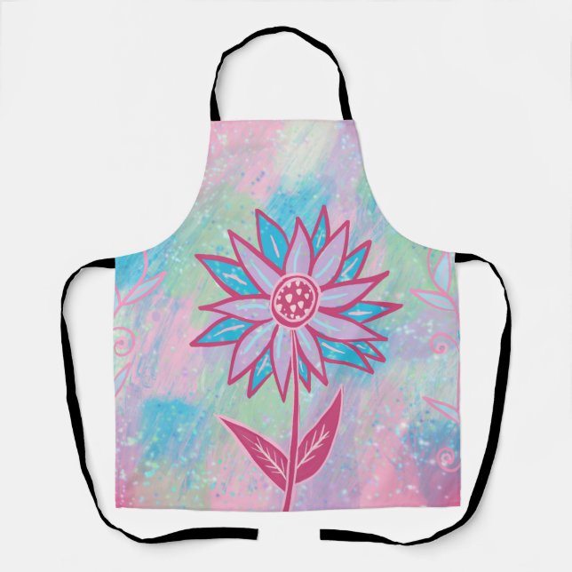 Niedliche handgezeichnet PastelBlume Schürze (Vorderseite)