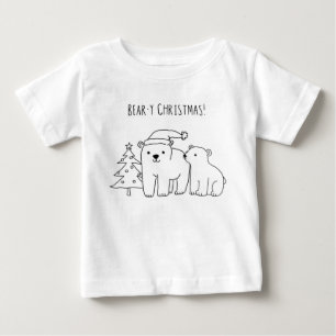 Niedliche handGezeichnet Polarbären Weihnachtsdude Baby T-shirt