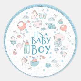 Niedliche Handgezeichnete Babyartikel Runder Aufkleber