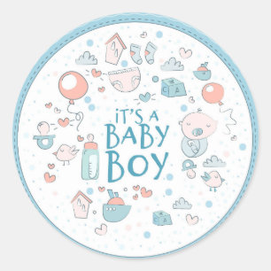 Niedliche Handgezeichnete Babyartikel Runder Aufkleber