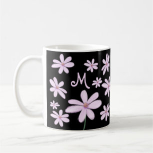 Niedliche handgezeichnete Pastell-Blume Tasse Kaff