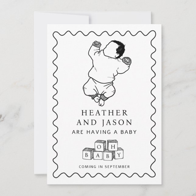 Niedliche handgezeichnete Schwangerschaft Ankündigung (Vorderseite)
