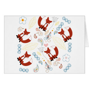 Niedliche, handgezogene Foxhörnchen in Gelb-Blau-R