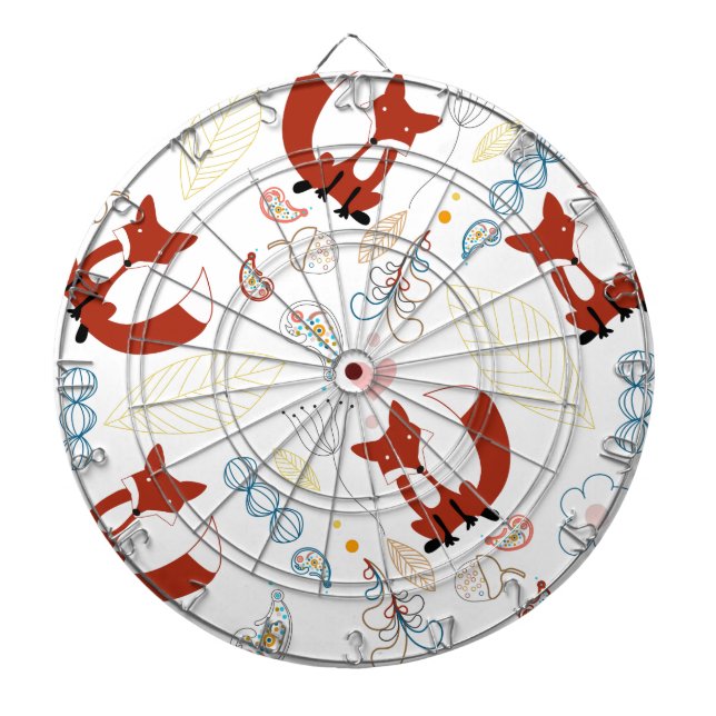 Niedliche, handgezogene Foxhörnchen in Gelb-Blau-R Dartscheibe (vorne)