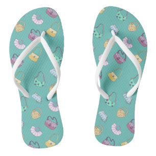 Niedliche Handgezogene Handtaschen Doodles Muster Flip Flops