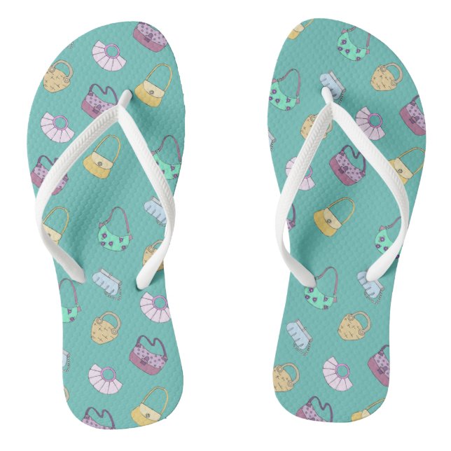 Niedliche Handgezogene Handtaschen Doodles Muster Flip Flops (Fußbett)