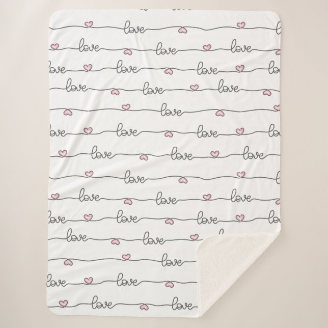 Niedliche handgezogene Liebe Nahtloses Muster Sherpadecke (Vorderseite)