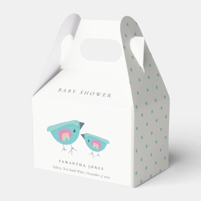 Niedliche Handgezogene Regenbogen Blue Birdy Baby  Geschenkschachtel (Vorderseite)