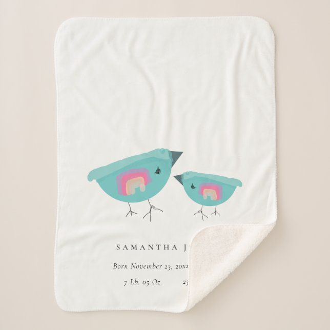 Niedliche Handgezogene Regenbogenblume Birdy Baby  Sherpadecke (Vorderseite)