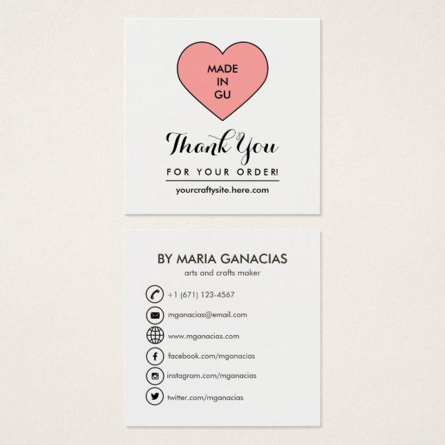 Niedliche handmade Label Tag Social Media Business (Vorne & Hinten)