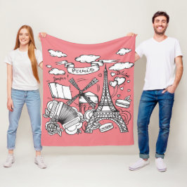 Niedliche Handskizze Eiffelturm Paris Frankreich R Fleecedecke