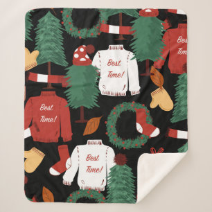 Niedliche Handzeichnung Nahtlose Muster mit Weihna Sherpadecke