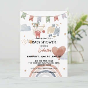 Niedliche Hängetuch Regenbogenballon Babydusche Einladung