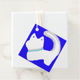 Niedliche Hanukka mit weißer Katze und Menorah Geschenkanhänger