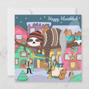 Niedliche Hanukka Sloth Note Card Feiertagskarte